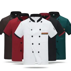 Jaqueta Chef Unisex para Homens e Mulheres, Camisa de Manga Curta, Uniforme Barista Baker, Roupas de Restaurante e Cozinha, Garçom