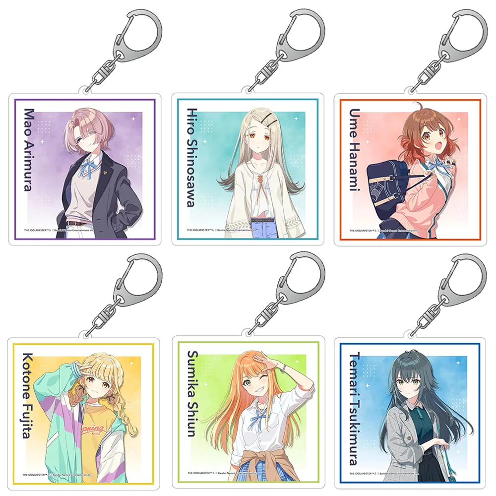 The Idolmaster Ume Saki Hanami HiroShinosawa Rinami Himesaki Kotone Fujita Sumika Shiun Acrylic keychain cute square Bag pendant