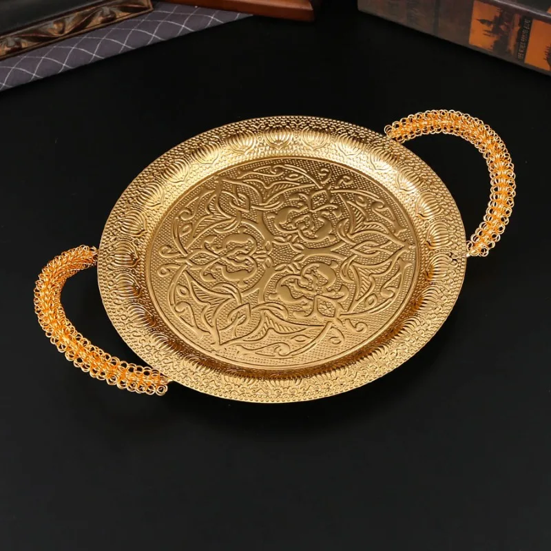 European style spring armrest fruit tray household round living room dining room plate plate cup disc household