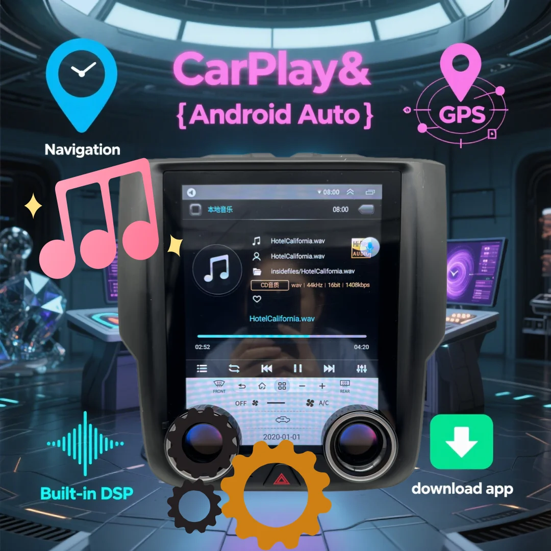 9.7 inch Android Auto Car Radio For Dodge Ram 2013-2018 Touch Screen multimedia video Player Stereo Carplay gps Navigation