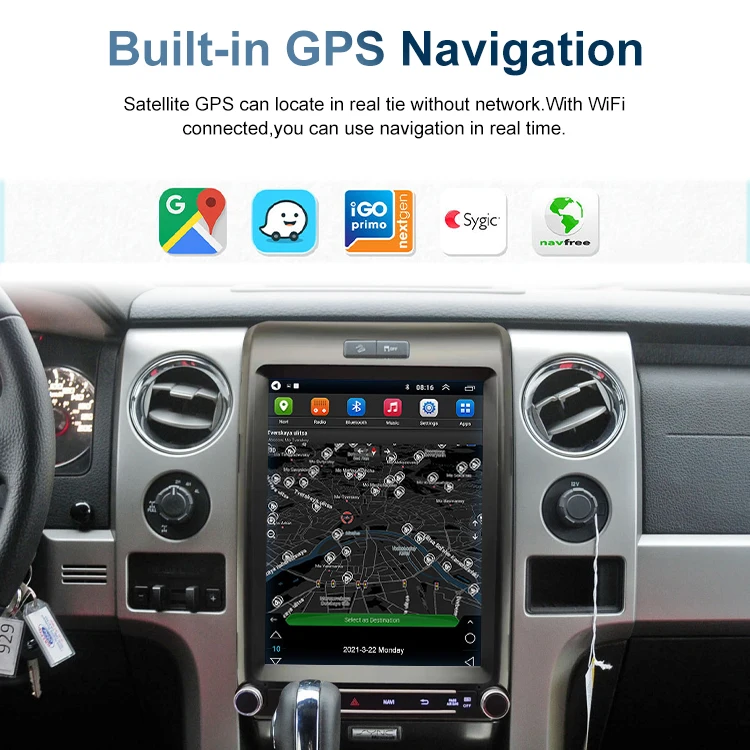 เครื่องเล่นดีวีดีสเตอริโอสำหรับรถยนต์ฟอร์ด F150 2013-2015 CarPlay WiFi 4glet จีพีเอสรถยนต์แอนดรอยด์13แผงวิทยุ