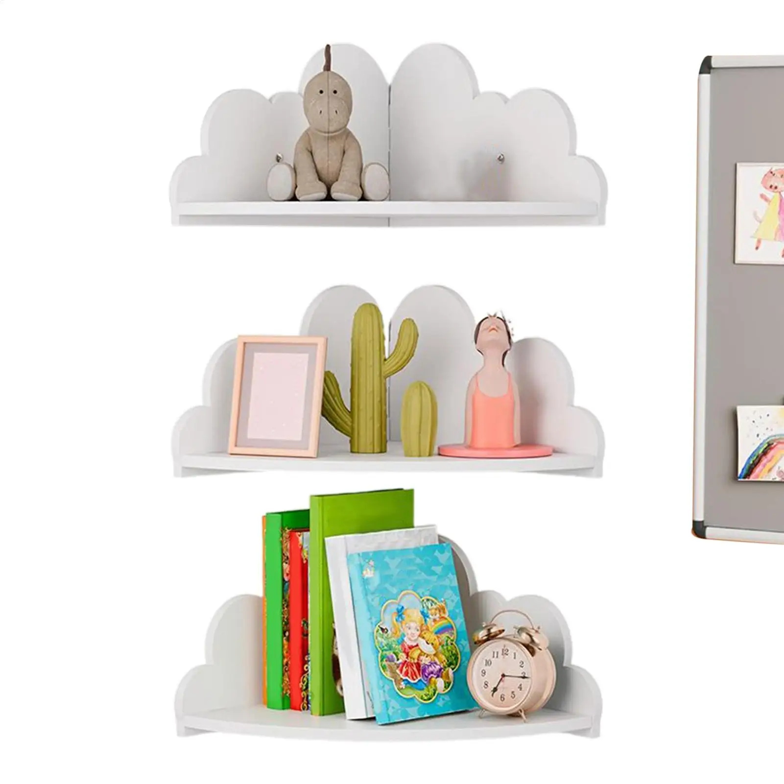 Eckregal, 3-teilig, Wolkenwand, Bücherregal, Heimdekoration, modernes Dekor, Eckregal, Präsentationsregal für Heimdekoration, Bücher, Spielzeug, Schlafzimmer