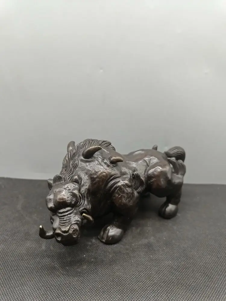 home decor fengshui gift copper beast animal buffalo wild ox statue