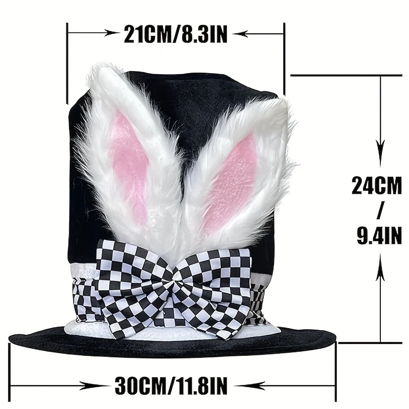 Easter Bunny Party Decoration Magic Hat Stage Performance  Rabbit Ears Adult Cosplay Costume Plush Black Carnival Velvet Cap view 2