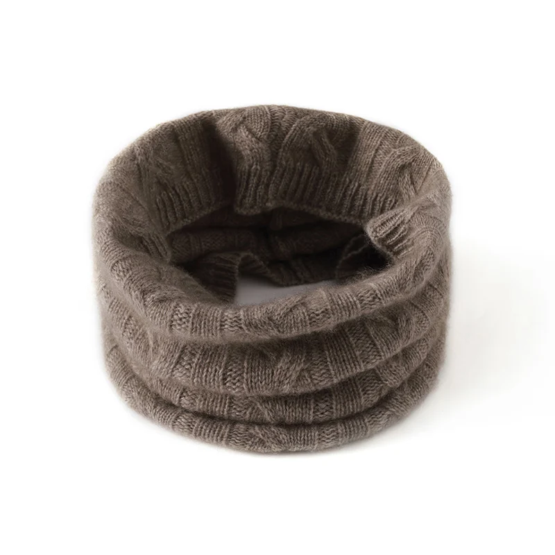 

New 100% pure cashmere scarf for men/women, winter warm knitted yarn neck cover with ring head