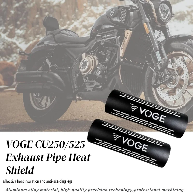 FOR CNC Hollow Aluminum Alloy Exhaust Heat Shield for VOGE CU250/CU525 with Multiple Drainage Slots Sediment Drainage Motorcycle