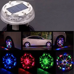 LED automotive accessories atmosphere wheel lamp RGB flashing colorful solar cell car wheel hub lamp for cars and motorcycles