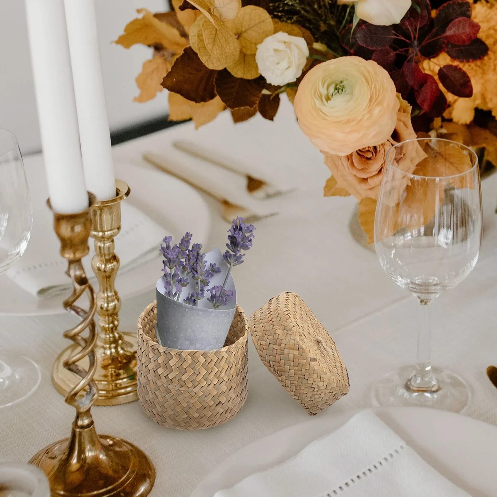 

Handmade Woven Flower Basket Grass Storage Container For Gift Packaging Wedding Party Home Organizer Sundries Holder