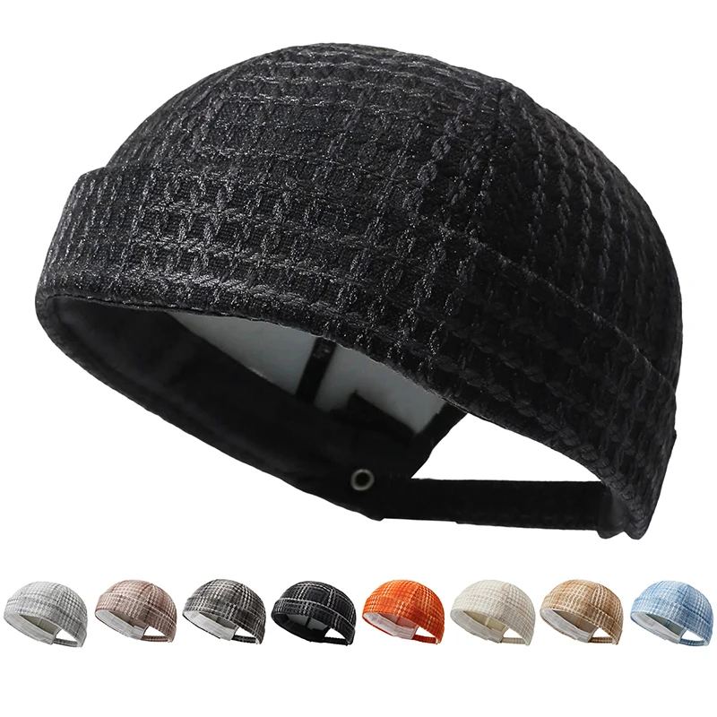 Summer New Style Tang Hat Large Grid Breathable Flapless Bowler Hat Adjustable Hip-Hop Unisex Yupo Landlord Hat Retro