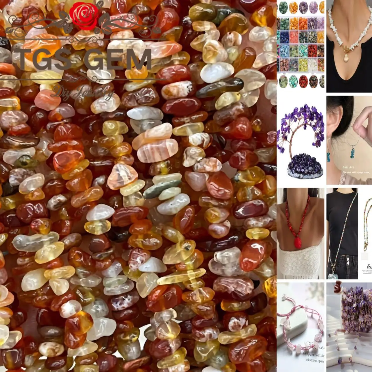

Factory Natural Stone AAA red agate Irregular Beads Gravel DIY Energy Tree Bracelet Necklace Jewelry Accessories 15inches