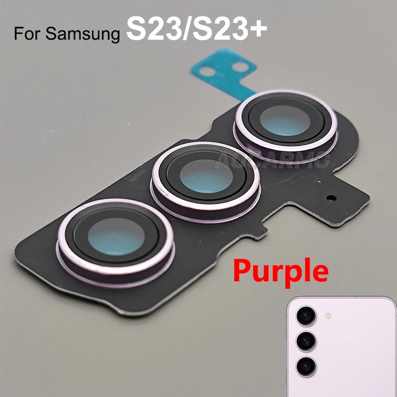 Aocarmo Rear Back Camera Lens With Frame And Adhesive For Samsung Galaxy S23 Ultra S23+ Plus Replacement Parts