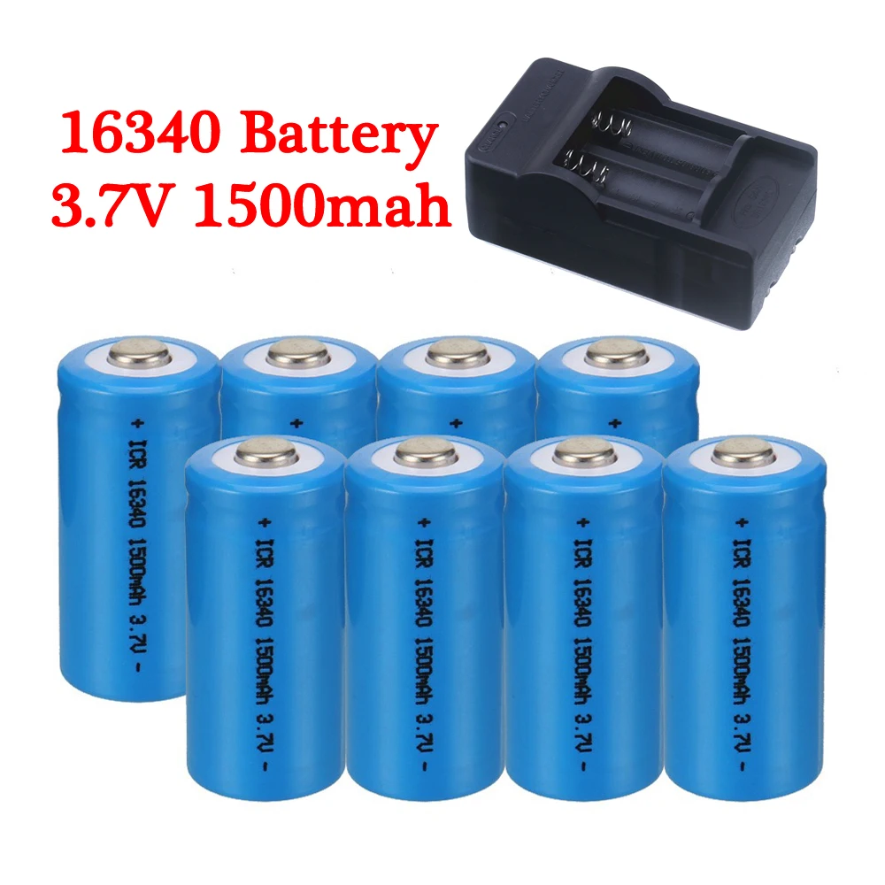 

Rechargeable 16340 Battery CR123A 16340 1500mAh 3.7V Li-ion battery and 16340 charger For LED Flash For 16340 CR123A Battery