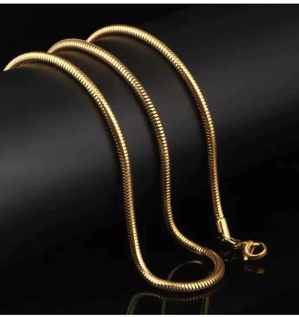 45-70cm Stainless Steel Round Snake chain necklace Fashion Women Men  Round Snake Chain for Pendant Necklace Bracelet Jewelry