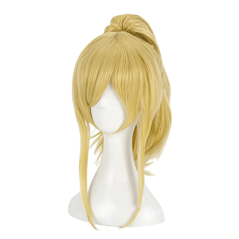 Your lie in April Miyazono Kaori Cosplay Wig Light Golden Blonde Clip Ponytail Heat Resistant Synthetic Hair Wig + Wig Cap — zdjęcie 2