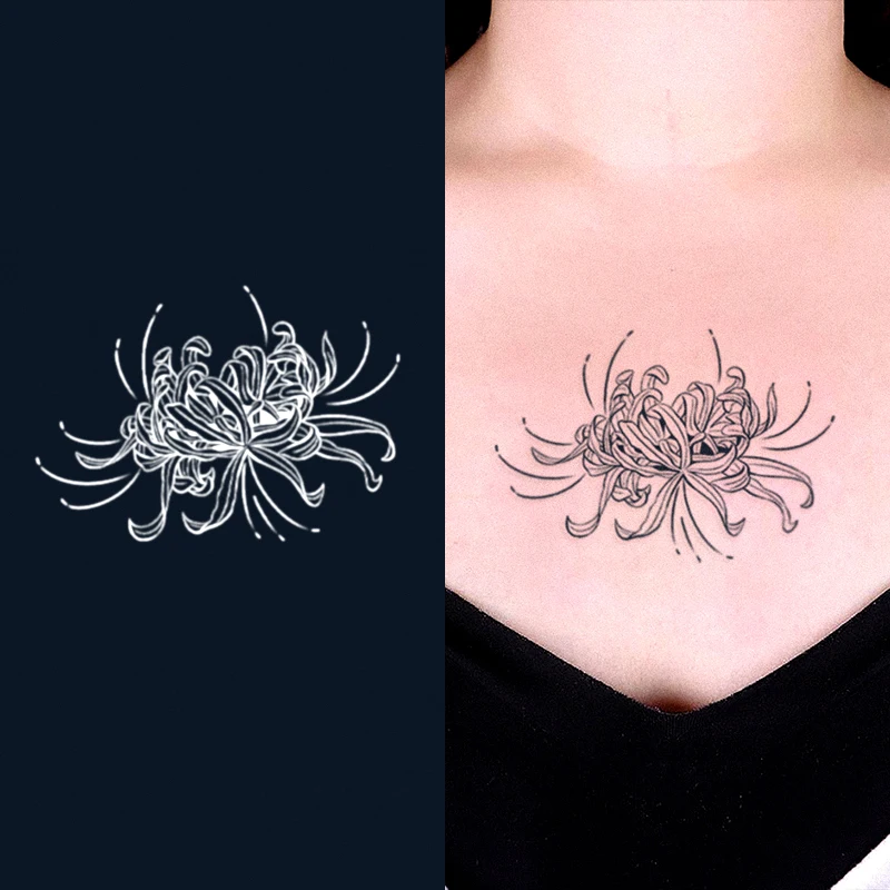 

1pc Black Higanbana Temporary Tattoos for Women Girls Creative Flower Fake Tattoss Hand Chest Neck Summer Party Favors