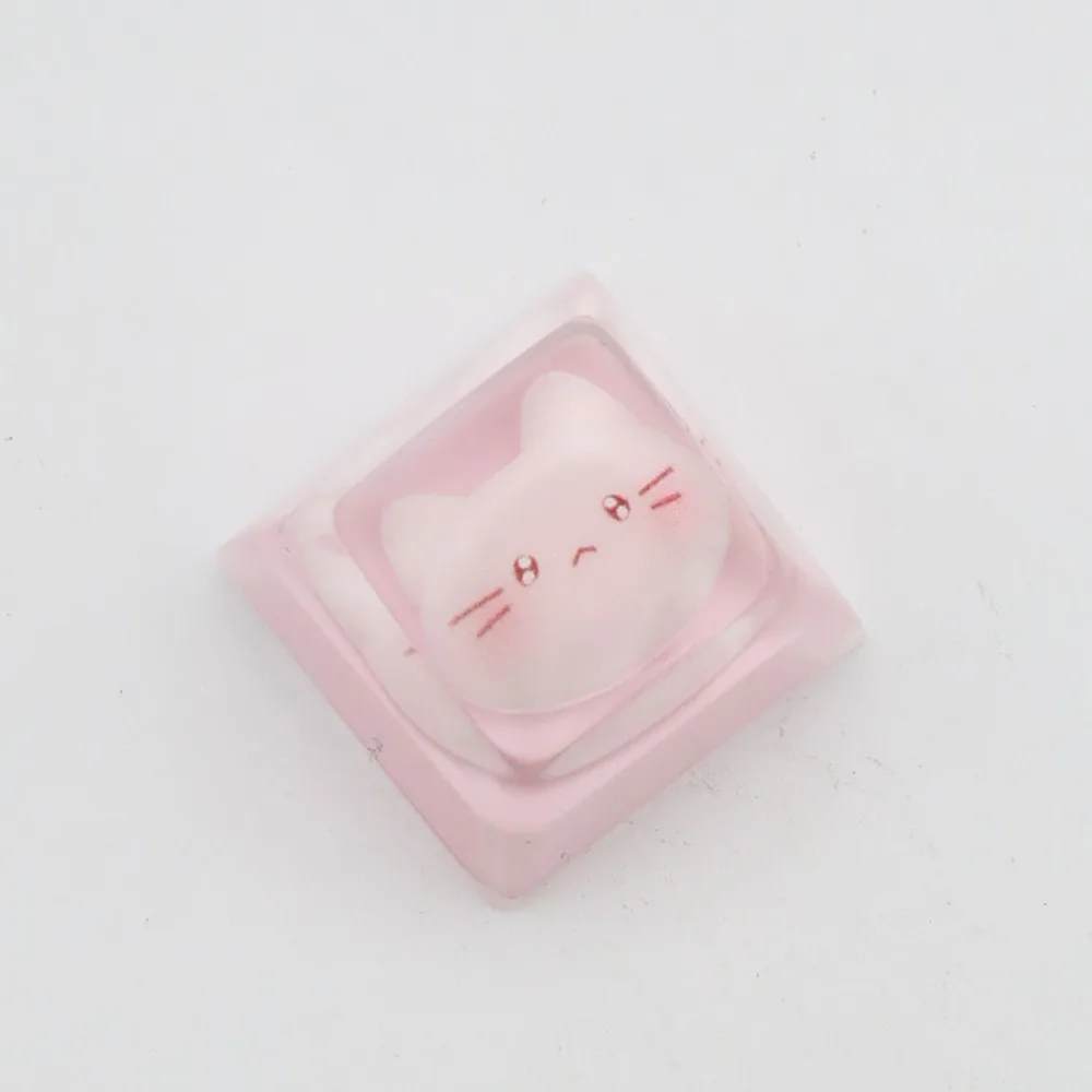 

1/4Pcs Kawaii Resin Backlit Cat Keycap Handmade Translucent Mechanical Keyboard Key Cap Cross Axis for ESC WASD Keycaps