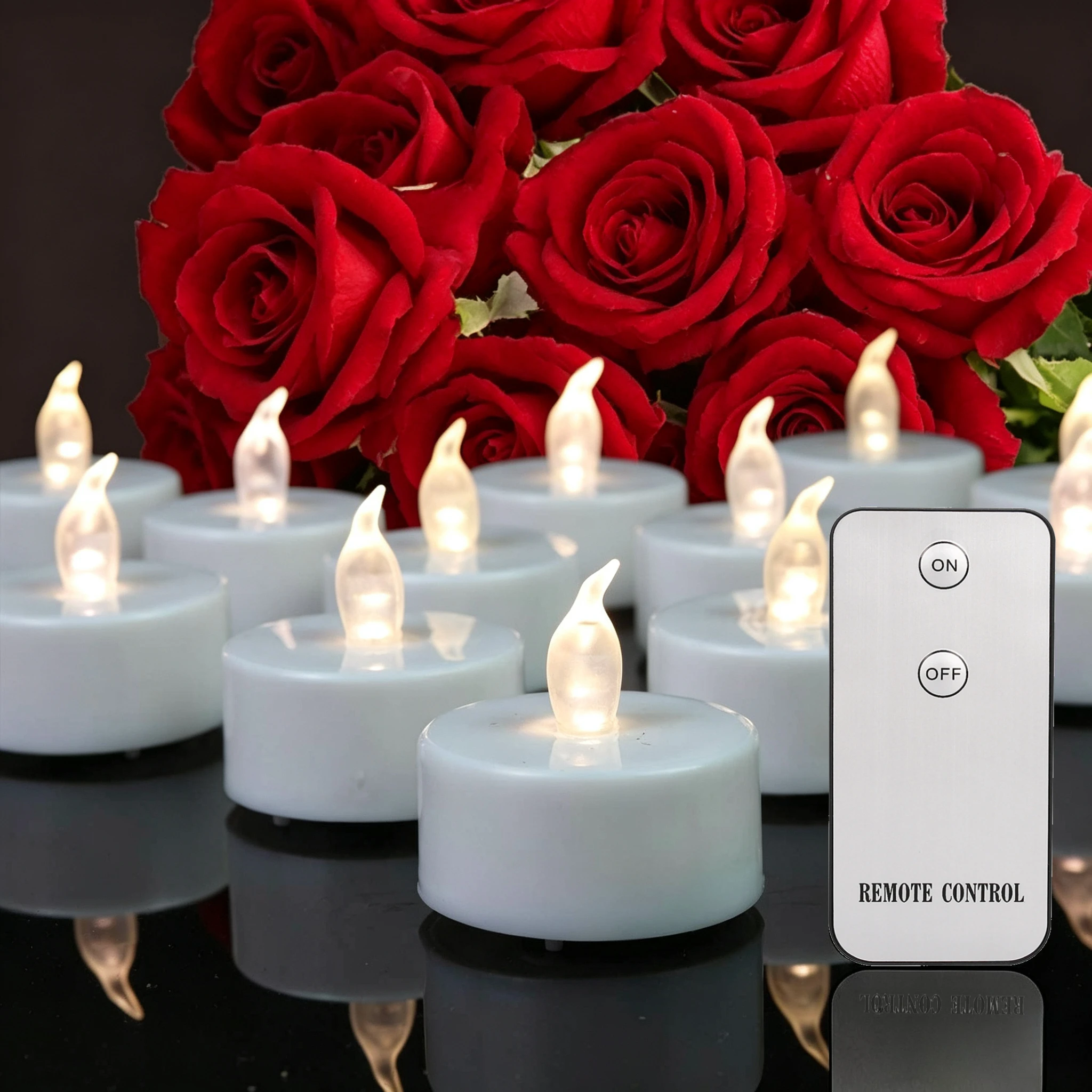 Flameless LED Tea Light Candles Realistic Bright Flickering Battery Operated Flameless Candles with Remote Control for Christmas