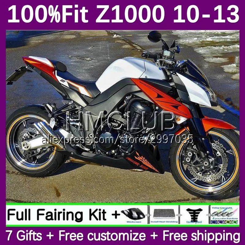 Injection OEM For KAWASAKI NINJA Z 1000 Z1000 Body 69No.5 Z-1000 2010 2011 2012 2013 Z1000SX 10 11 12 13 Fairings orange white