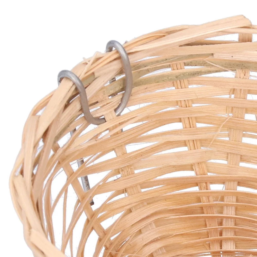 4Pcs Wood Bamboo Bird Nest Hand Woven Hook Design Bird Nest With Hook Sturdy Practical Weaving Bird House Canary