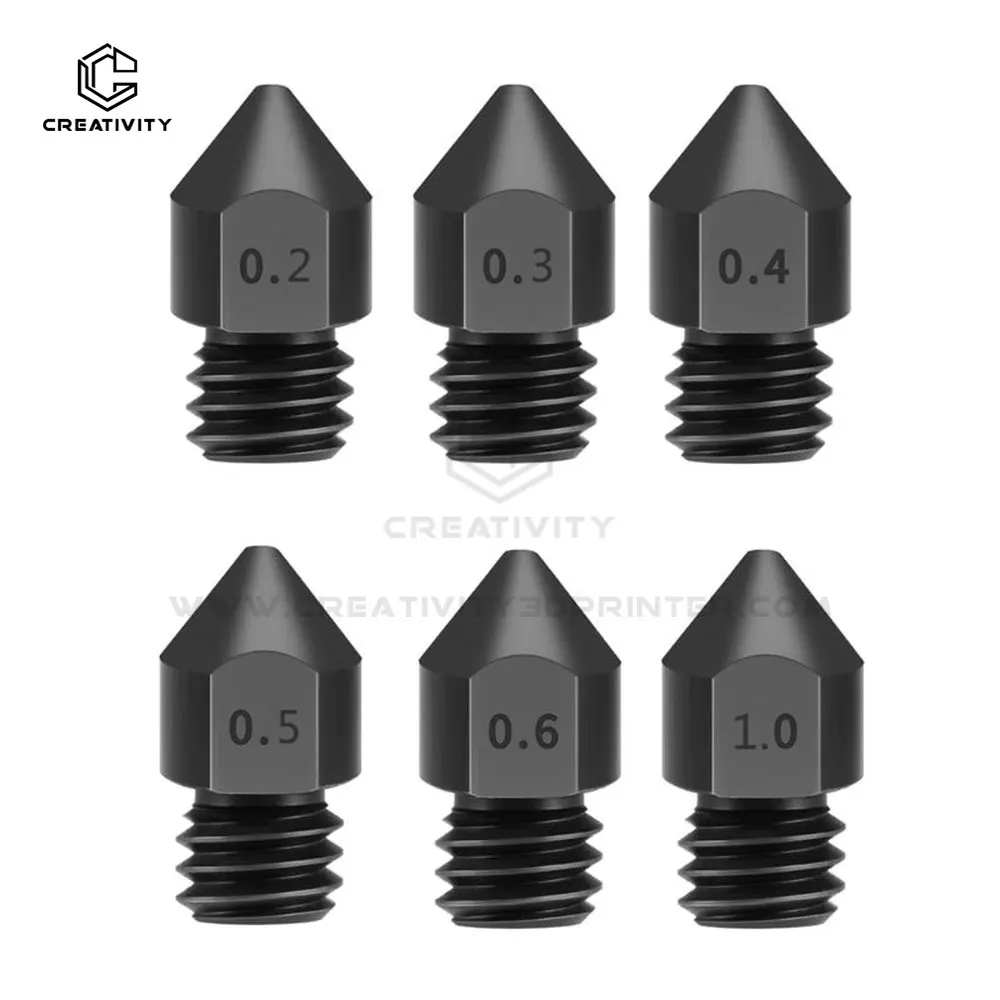 10PC MK8 Hardened Steel Nozzle Extruder Head For Ender 3V2 Ender 3 CR10 3D Printer Parts Update 1.75mm Nozzles 0.2-1.0mm