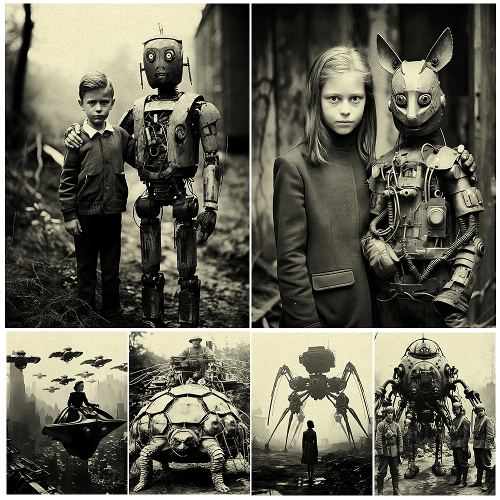 Futuristic Robot Fantasy Photography Art,Poster And Print,Creepy War Machine,Gothic Wall Art,Canvas Painting Home Deocr Unframed