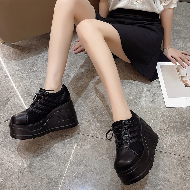 Big Size 35-43 Brand Design Female Goth Platform Fashion Cosplay Wedges High Heels Women\'s Pumps 2022 Street Sneaker Shoes Woman