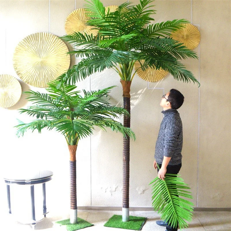 

Simulated coconut light trees decoration luxury artificial neon santa foxtail palm plastic large green leaf plants greenery