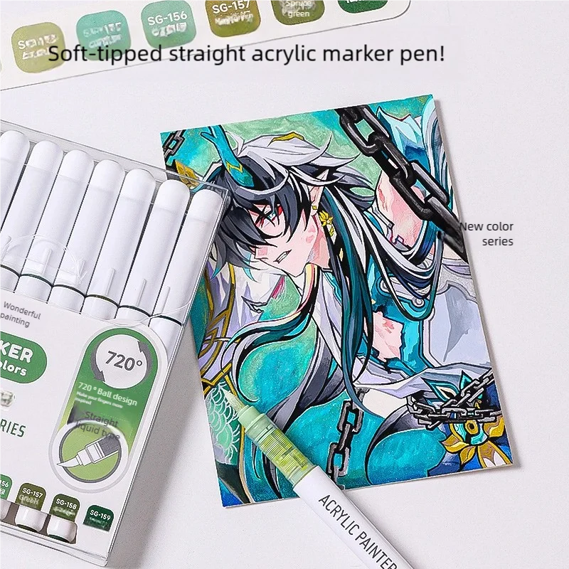 

LangGuo New 9 Colors Large Capacity Acrylic Gel Pen 1.0mm Painting Drawing Student Writing Pen Office School Supplies Stationery