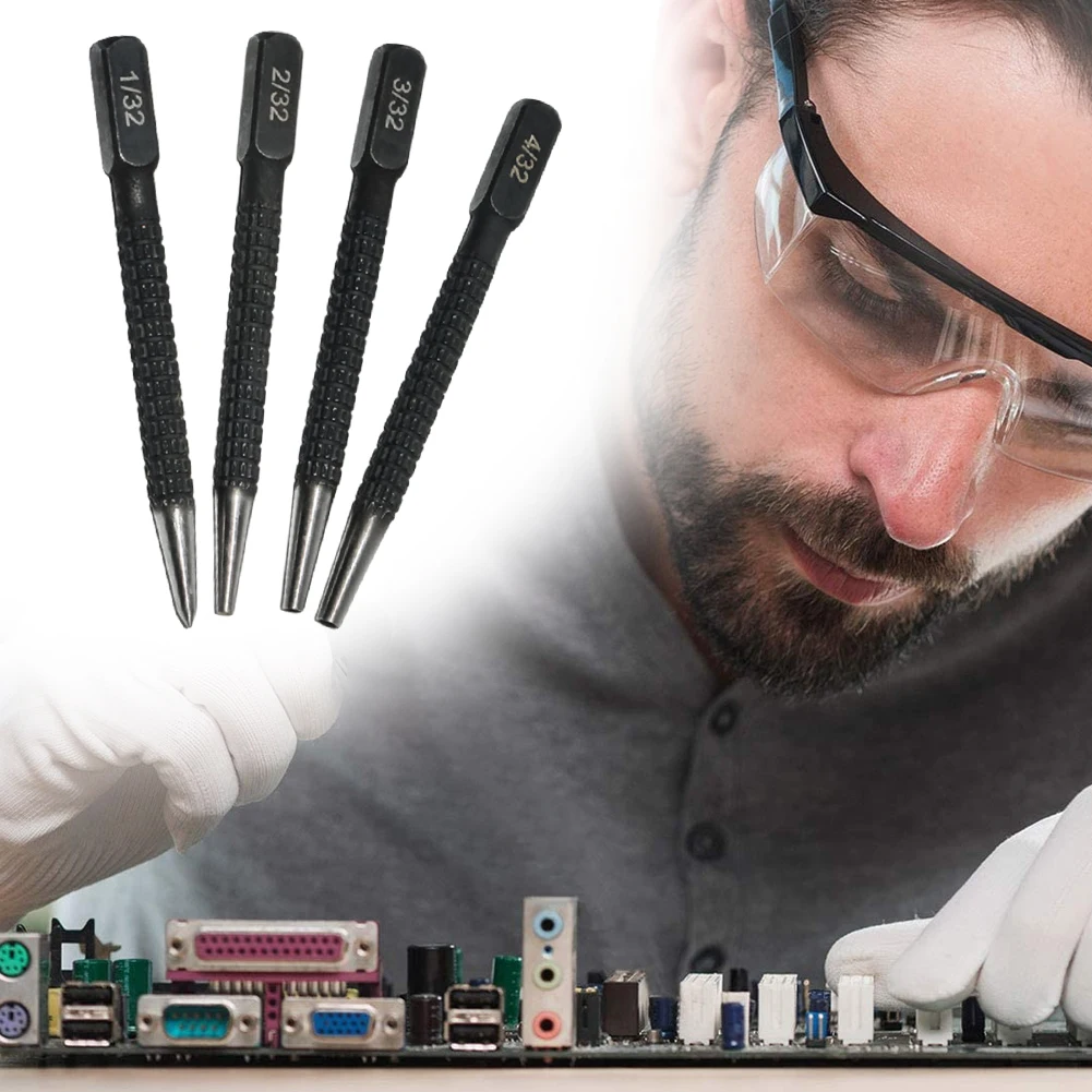 Alloy Steel Non Slip Center Punch Metal Wood Marking Drilling Tool Nail Setter Punch And Center Punch Set for Plastic Wood Metal