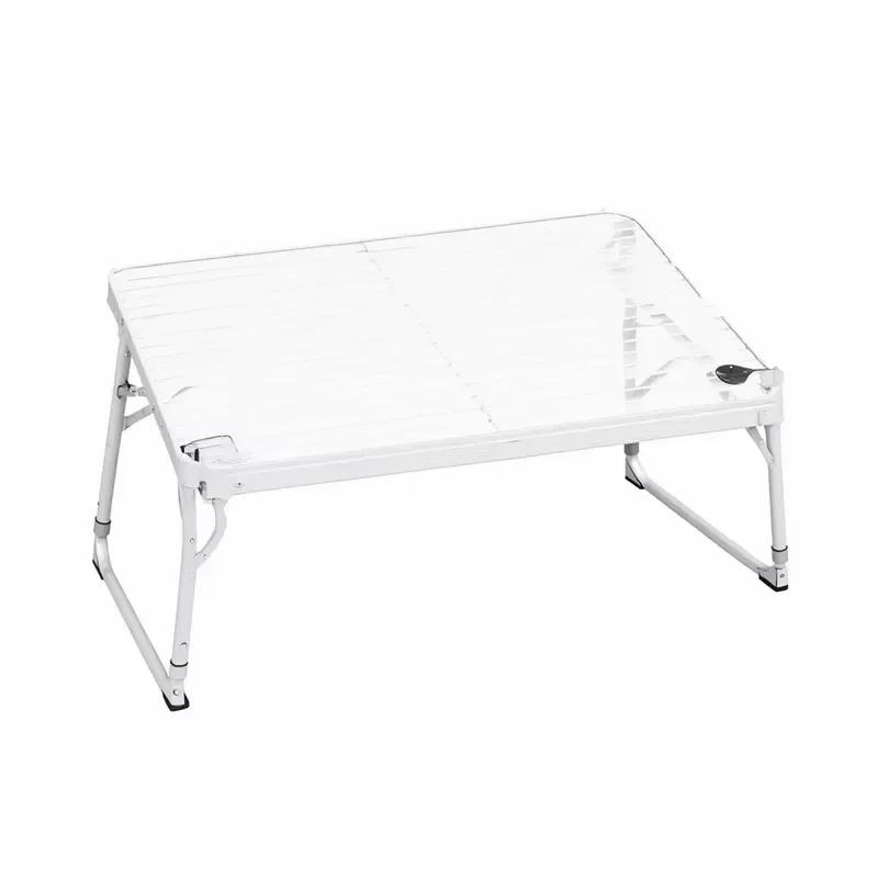 Modern Wrought Iron Outdoor Camping Folding Table Portable Black Square 2 Seater