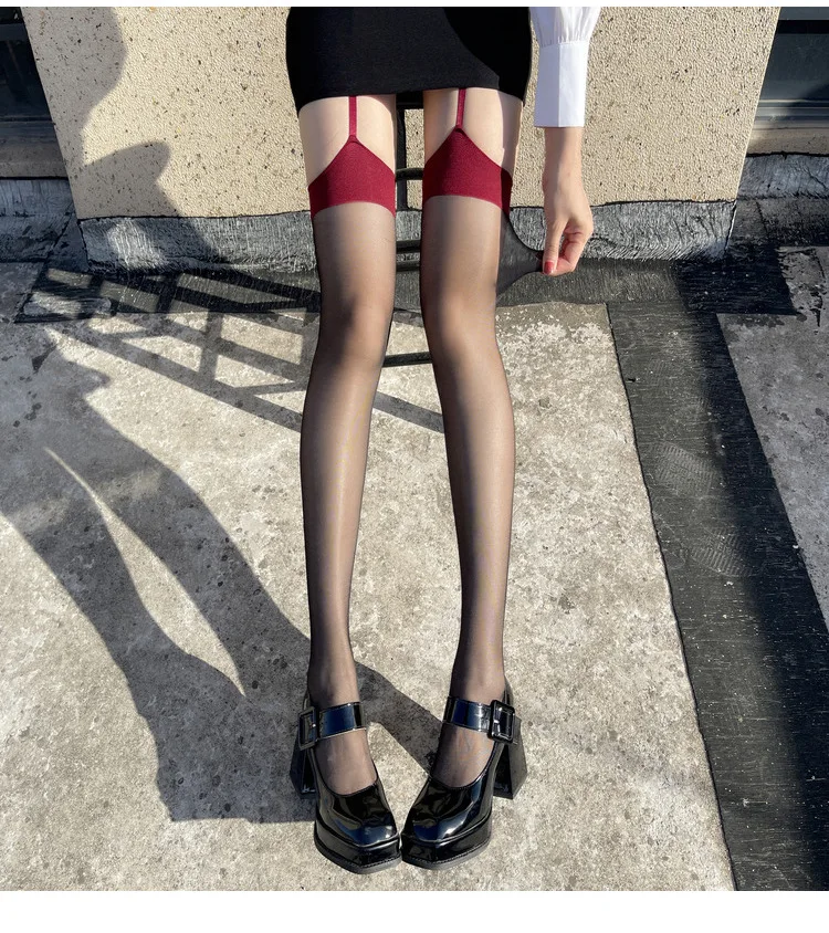 Punk Sexy Damen Lange Strümpfe Vergnügungsorientierte Enge Club-Party Elastische Strumpfhose Strapsstrümpfe Laufmaschenresistente Overknee-Strümpfe – Detail 6