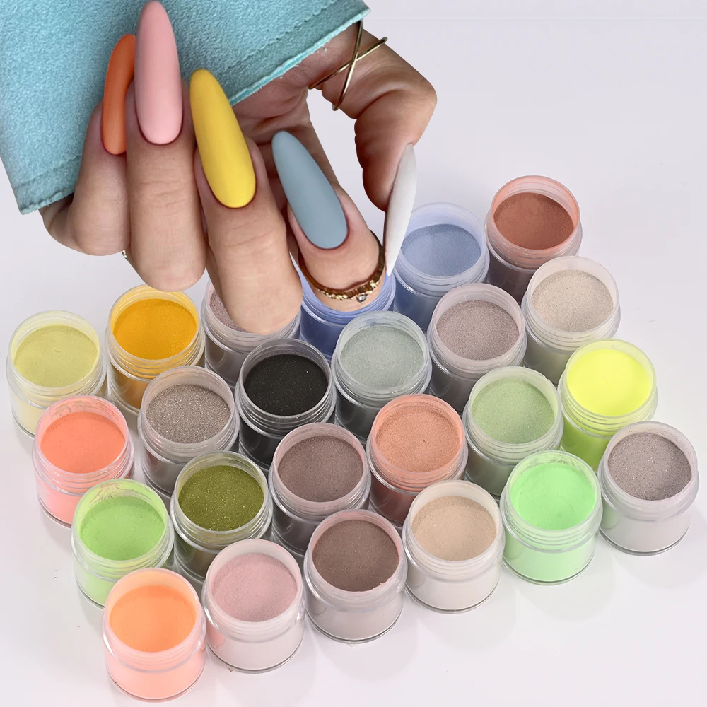24Jar Nail Art Acrylpulver Dip Powder French Nail Extension Carving Polymer Dust Professionelles natürliches trockenes Tauchpulver