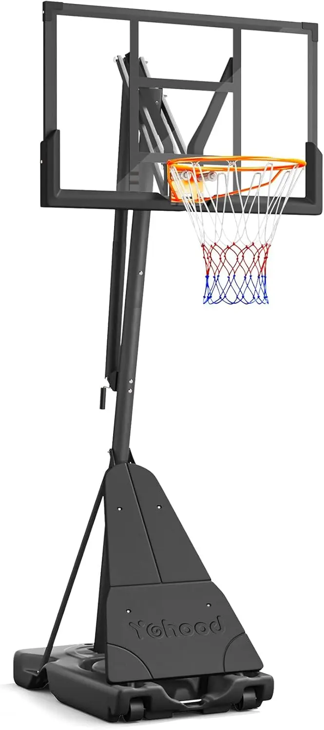 Basketball Hoop Outdoor Portable, 10ft Quickly Adjustable Basketball Goal System with 44 Inch PC Backboard & Wheels for Court