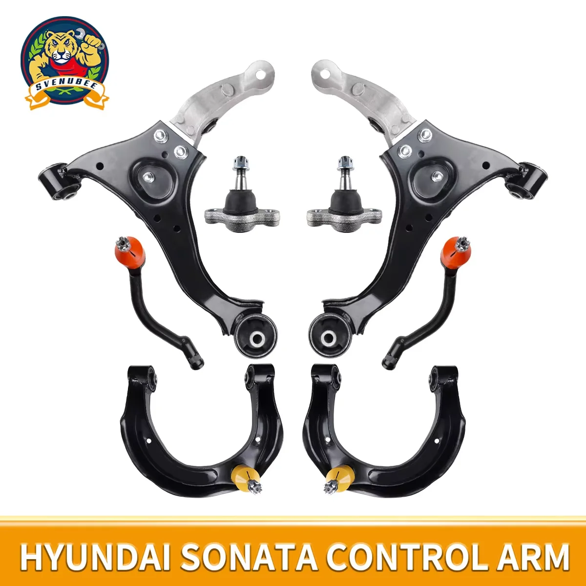 

Svenubee 8Pcs Front Upper Lower Control Arm Ball Joint Tie Rod End Suspension Kits for Hyundai Sonata 2006 2007 2008 545002H000