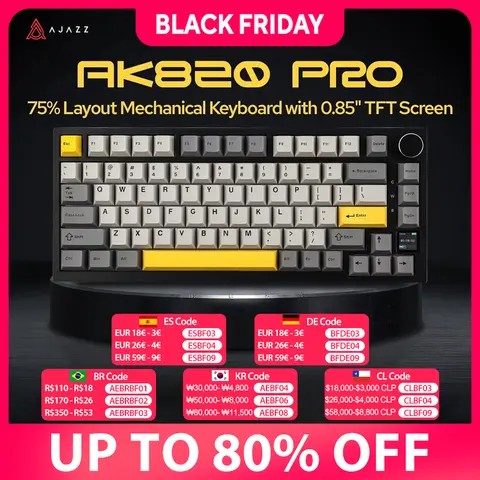 Ajazz AK820/AK820Pro mechanische Gaming-Tastatur, Bluetooth 5.1/kabellos/C-kabelgebunden, individuelle Tastatur mit Knopf, Hot-Swap-Dichtung