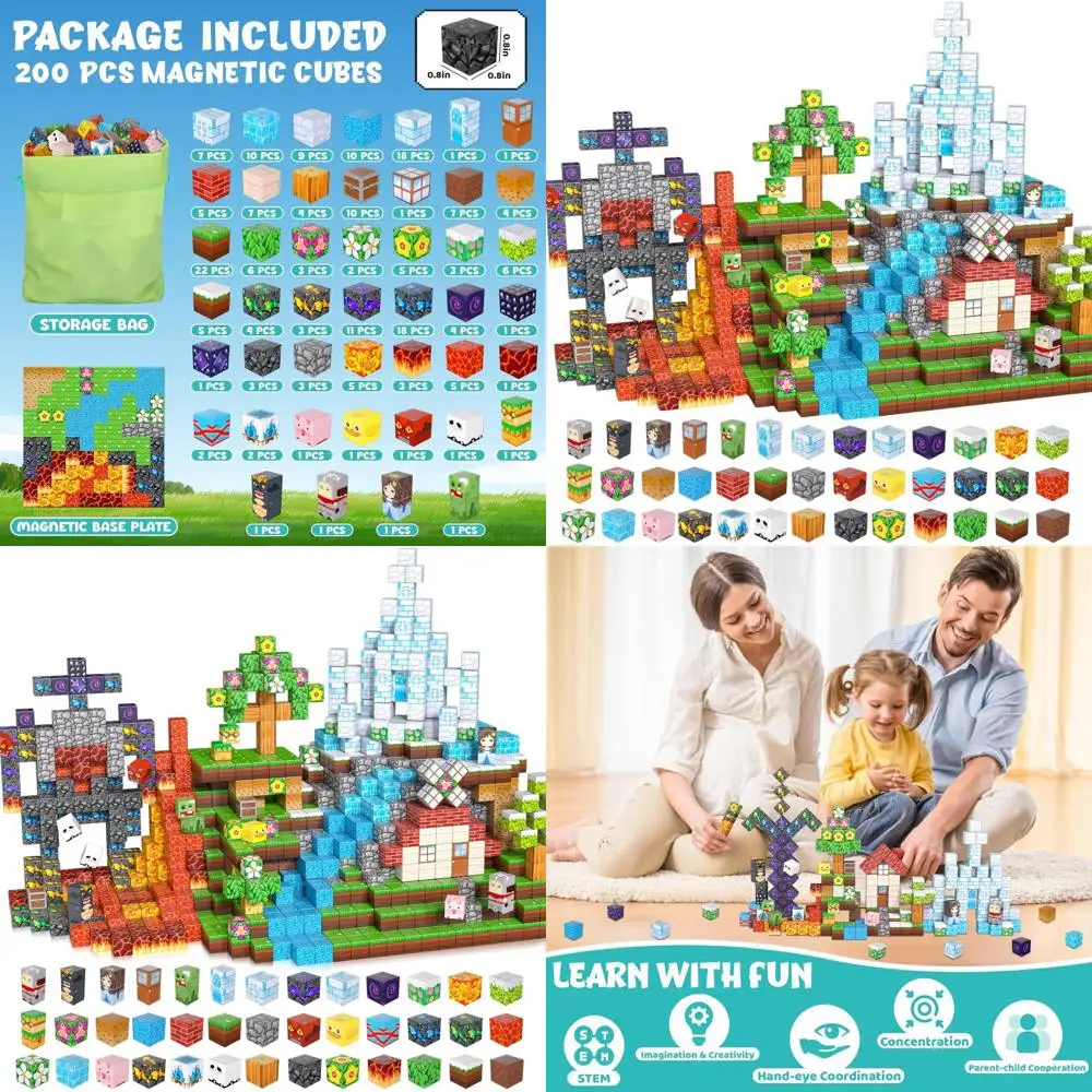 

Magnetic Building Blocks Set, 200-Piece STEM Toys for Kids 4-8, Ideal Gift for Toddlers & Kids Ages 3-12
