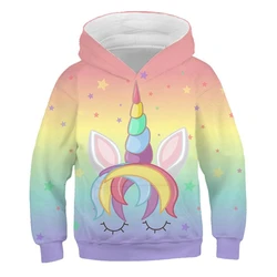 Fashion Unicorn Pattern Hoodies Autumn Trend Long Sleeve Kids 3D Rainbow Horse Printed Pullovers Colorful Loose Harajuku Hoodie