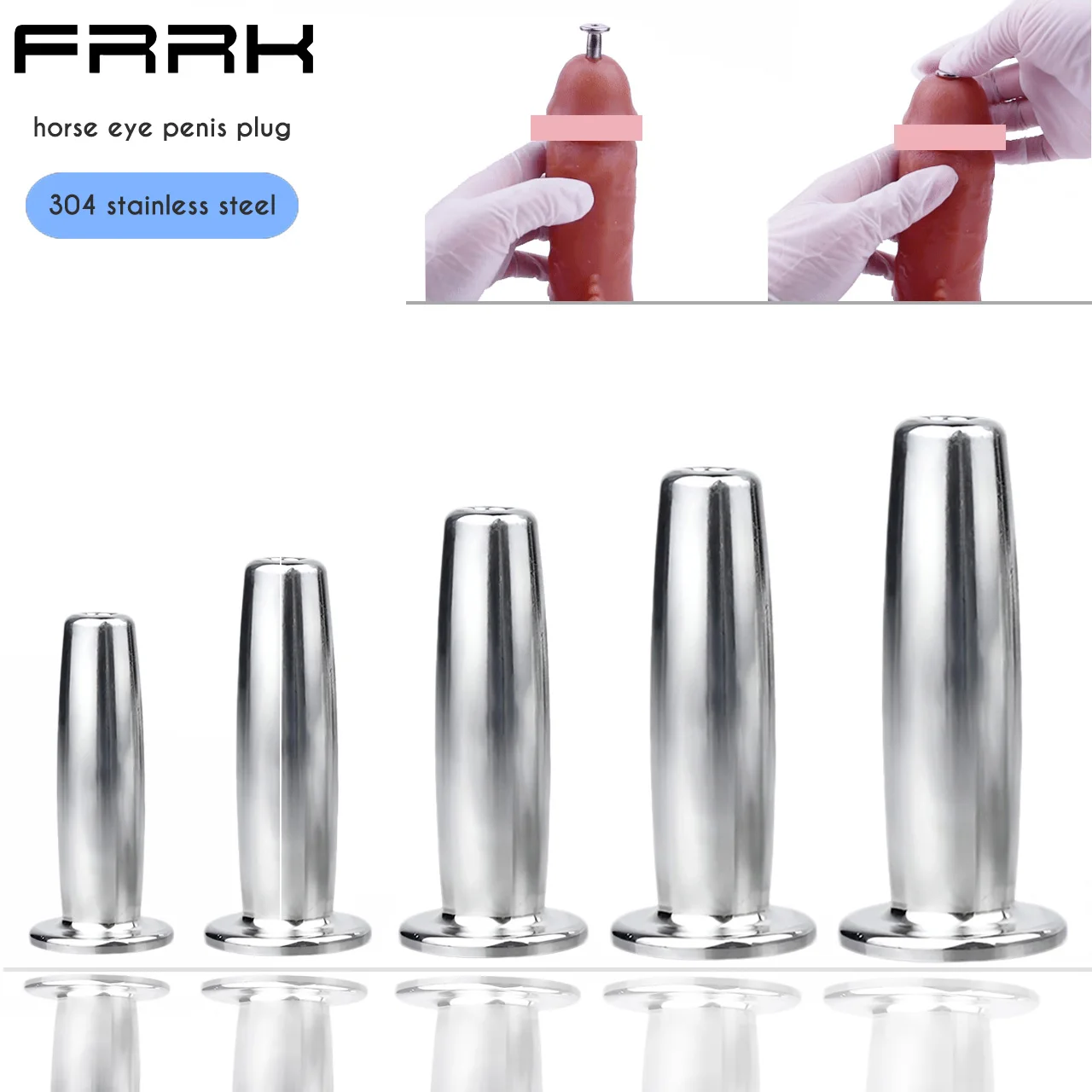 FRRK Metal Horst Eye Urethral Sounding Small Stainless Steel Penis Plug Male Cock Dilator Catheter Stick Masturbator for Man