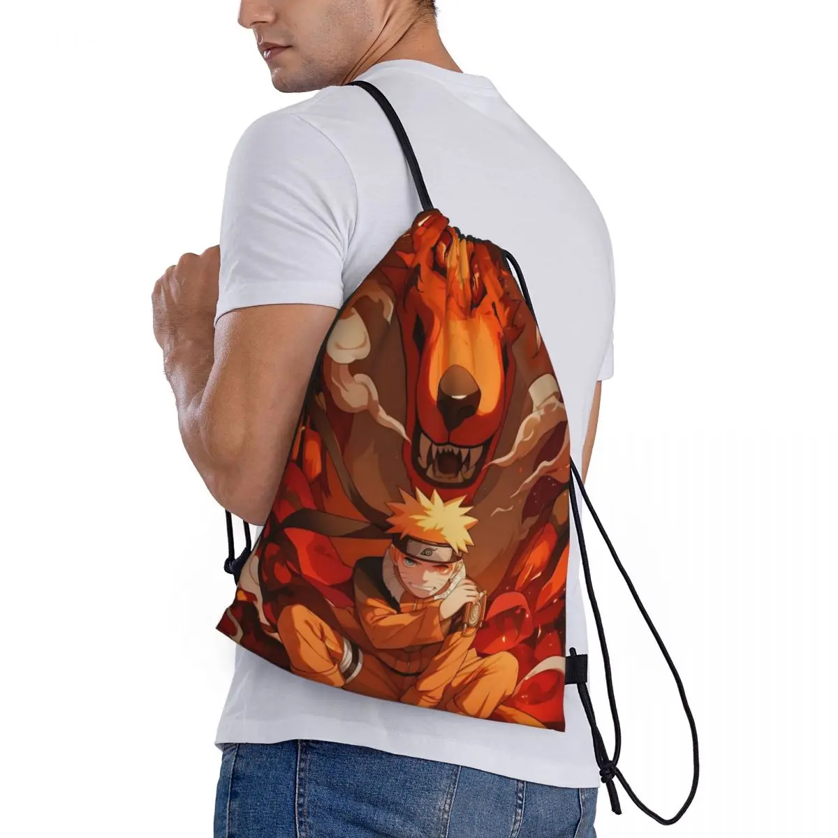 Benutzer definierte Muster Logo Kordel zug Tasche Naruto Reise rucksack Student Aufbewahrung tasche Schult asche ꦫ