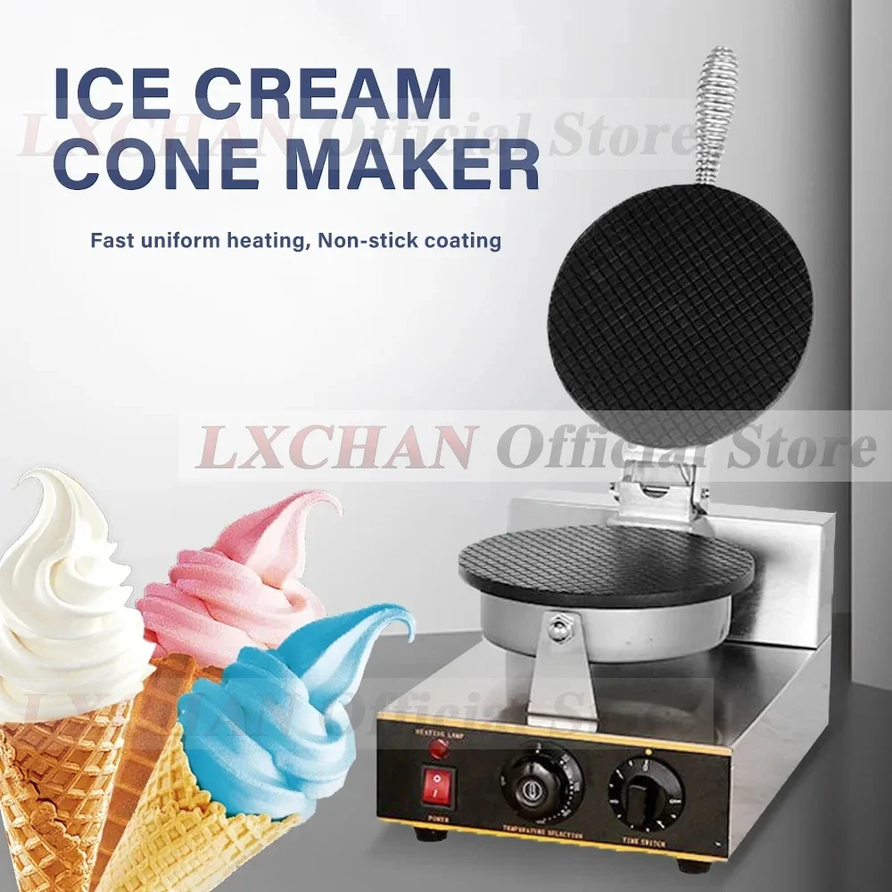 

HomeWise Ice Cream Cone Maker Dia 21cm Commercial Durable Nonstick Egg Roll Crepe Pan Ice Cream Crust for Restaurant Baker 1300W