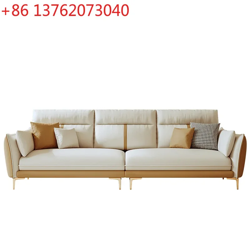 

Современный кожаный диван в стиле лёгкой роскоши для гостиной, для небольшой квартиры, трёхместный, с цветовой комбинацией.