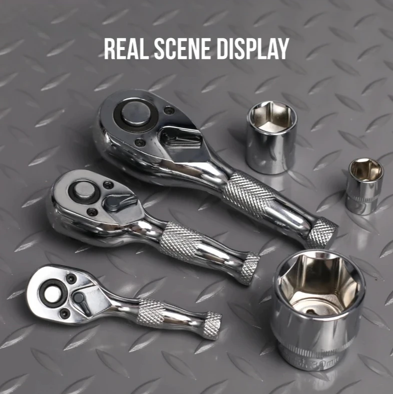 1/4 3/8 1/2 72 Teeth Quick Socket Mini Ratchet Wrench Spanner 2-in-1 Dual Head Stubby Torque Wrench Repair Hand Tools