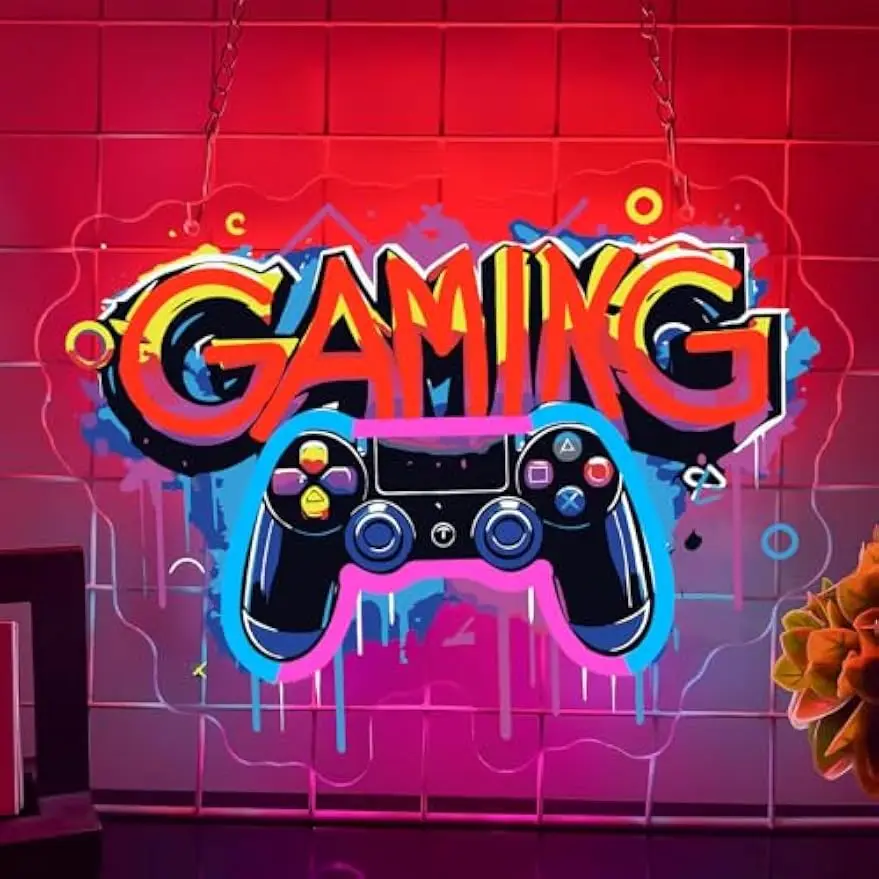 Gaming Gamepad LED Neon Sign USB Powered Neon Light Graffiti Style Game Room Wall Decor Boys Bedroom Night Lamp Gamer Gift