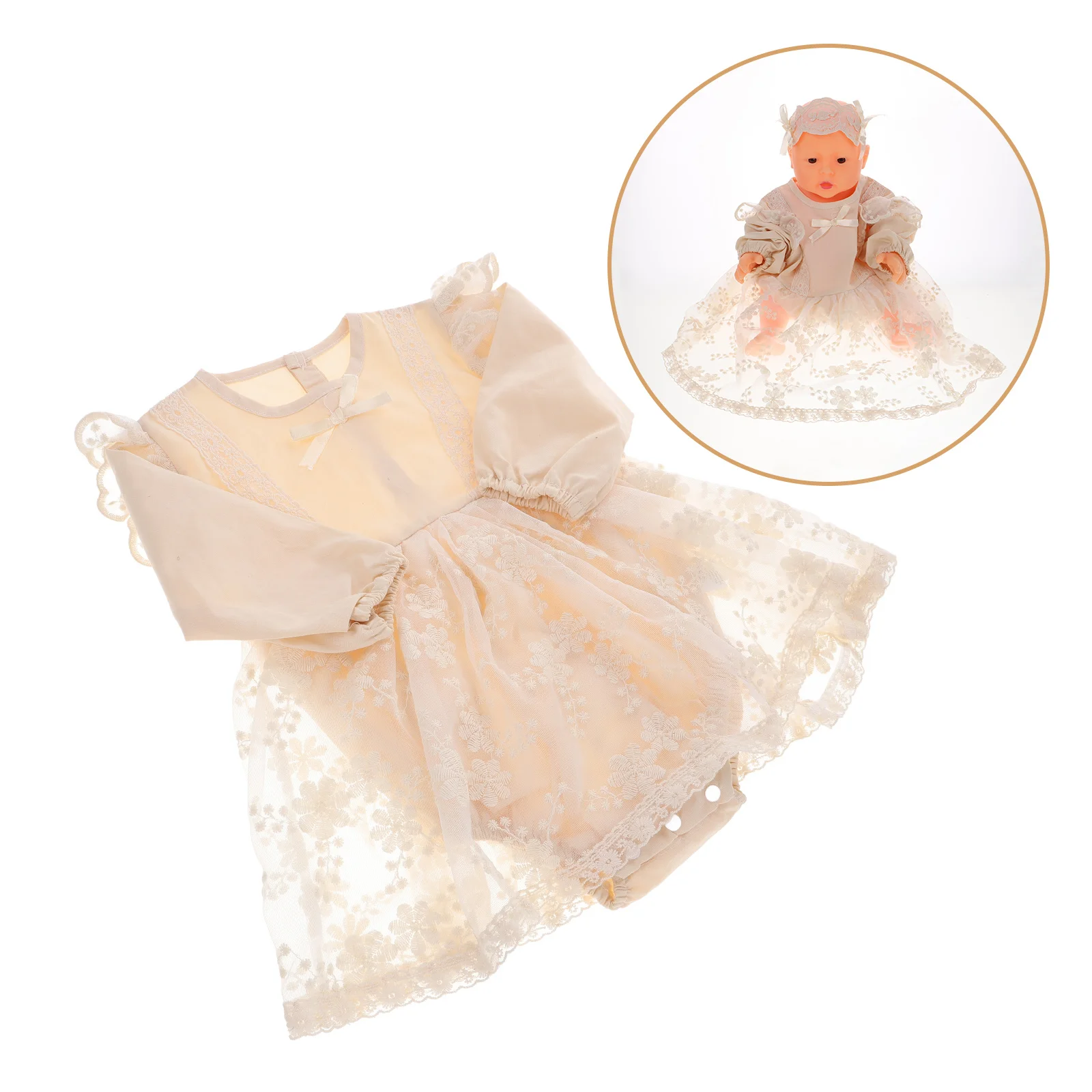 

Newborn Lace Romper Baby Girl Long Sleeve Soft Cotton Breathable Infant Daily Wear Baptism Photoshoot