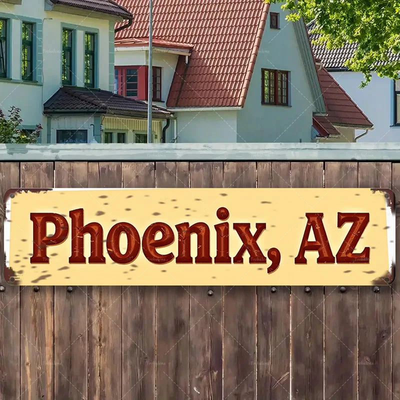 1 قطعة علامة معدنية، 4 × 16 بوصة "ريفي فينيكس، علامة AZ - فن معدني عتيق للديكور المنزلي" #1