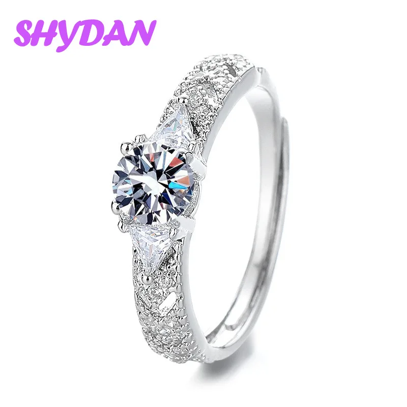 SHYDAN 925 Sterling Silver Wheat Eight Hearts Eight Arrows Imitation Moissanite Ring For Women Fashion Jewelry