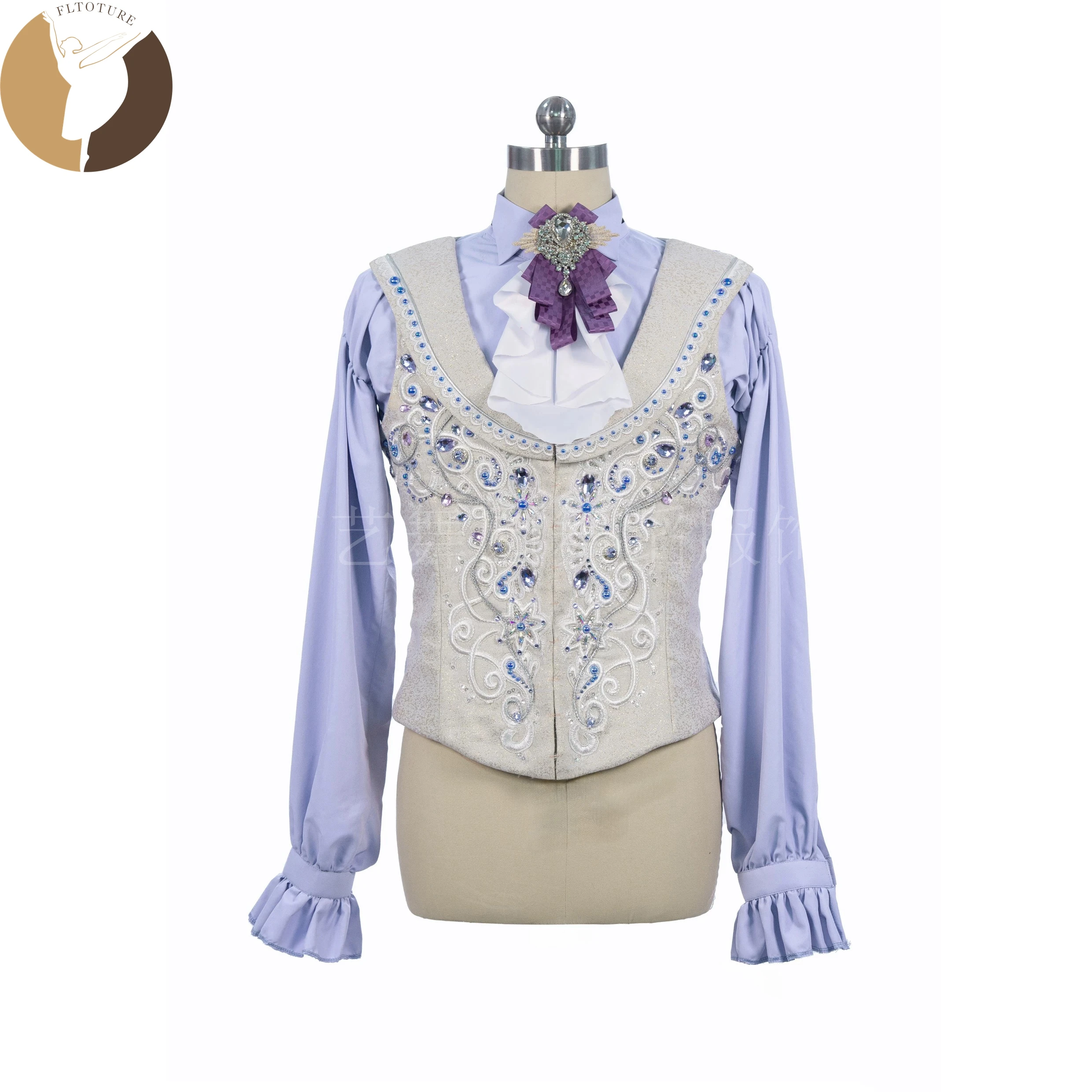 

FLTOTURE High Quality Custom Made Man Boy Stage Costume Classical Ballet Top Wear Male Tunic Lilac