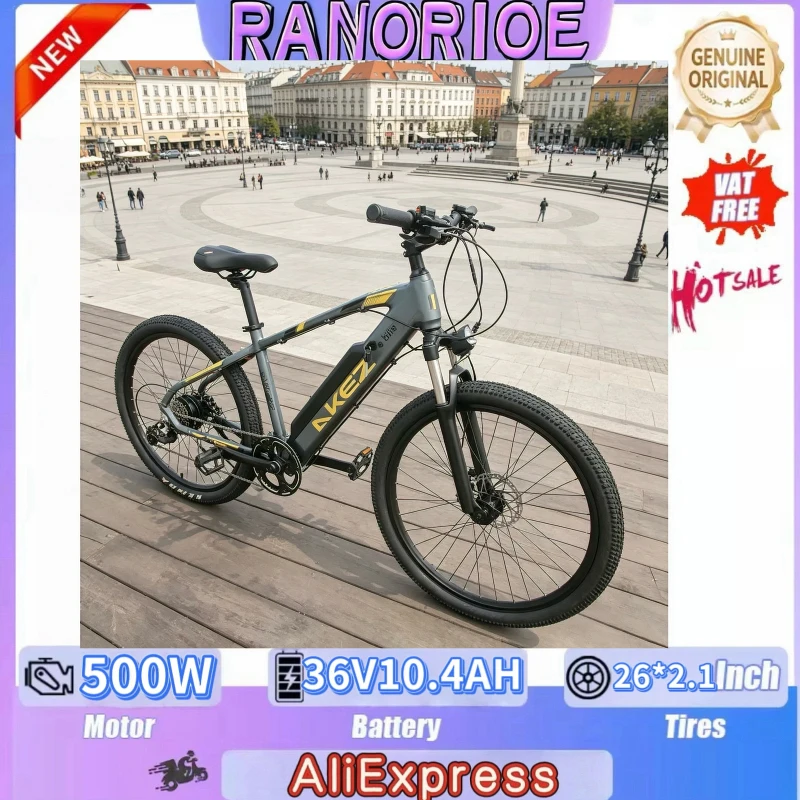 

36V10.4AH electric bicycle 500W brushless motor all-terrain outdoor sports electric bicycle 2026 AKEZ0019E-Bike26*2.1 tire