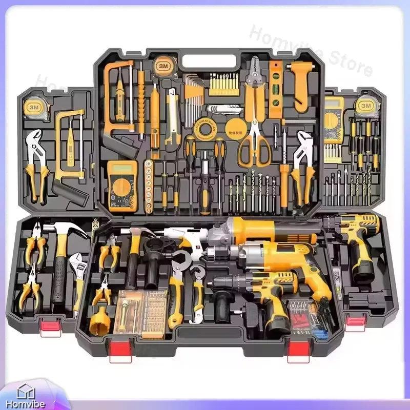 Wireless Power Tool Kit Brushless Cordless Drill Set with 2 Batteries and Charger Heavy Duty DIY Home Improvement Tools for