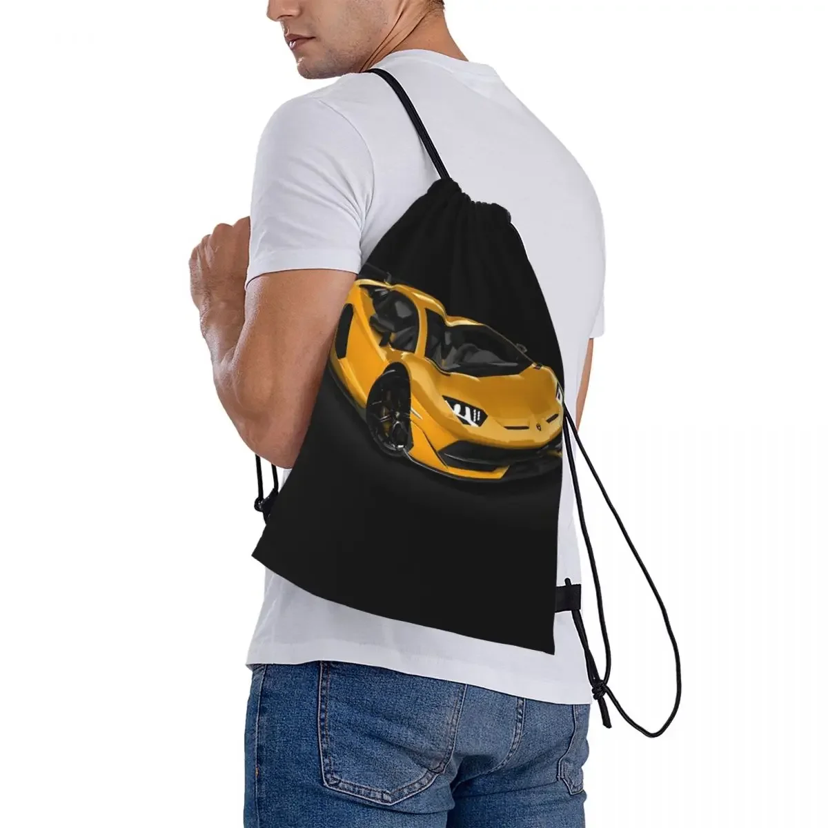 Lamborghini-mochila portátil con cordón para estudiantes, bolso de almacenamiento con bolsillo, para viaje